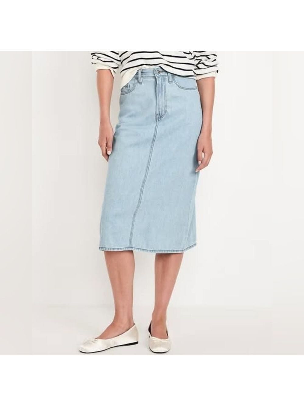 30 • Old Navy • Light Blue Denim High-Waisted Wow Jean Midi Skirt